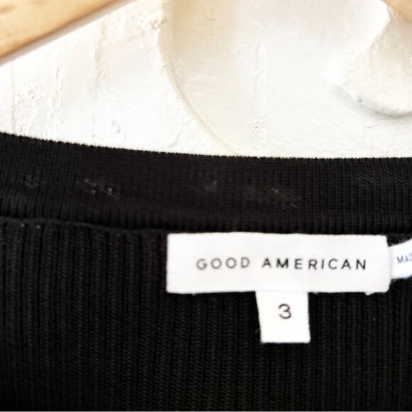 NWT Good American Womens Black Long Sleeve Rib Long Sleeve Cheeky Bodysuit Sz 3 - Picture 4 of 7